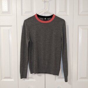 Paul Smith Merino Wool Crew Sweater Wmn Small Long Sleeve Gray Pink Minimal Luxe